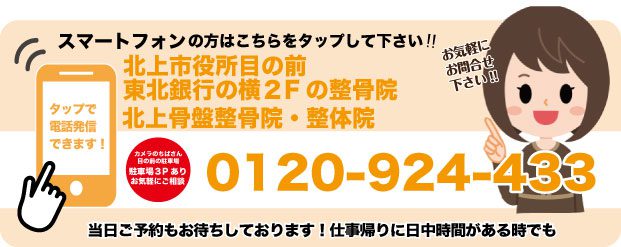 北上骨盤整骨院の電話番号